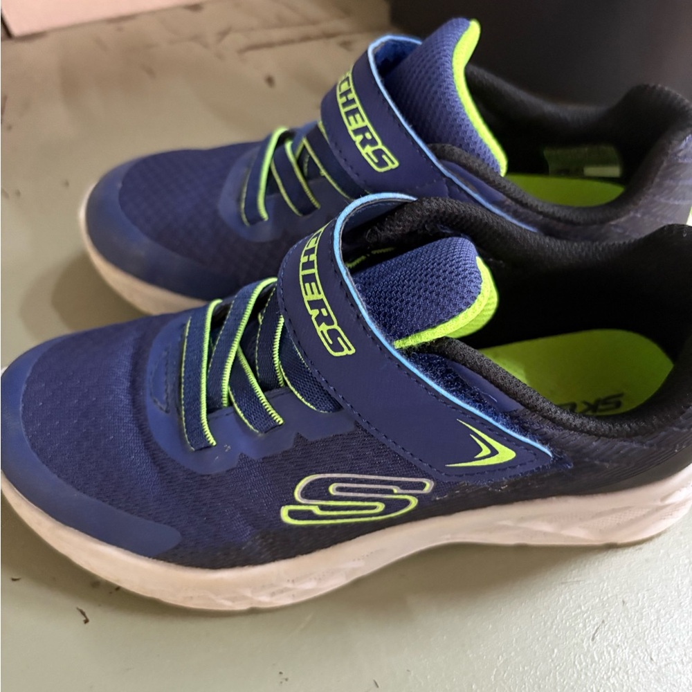 Skechers Kids Navy and Lime Sneakers